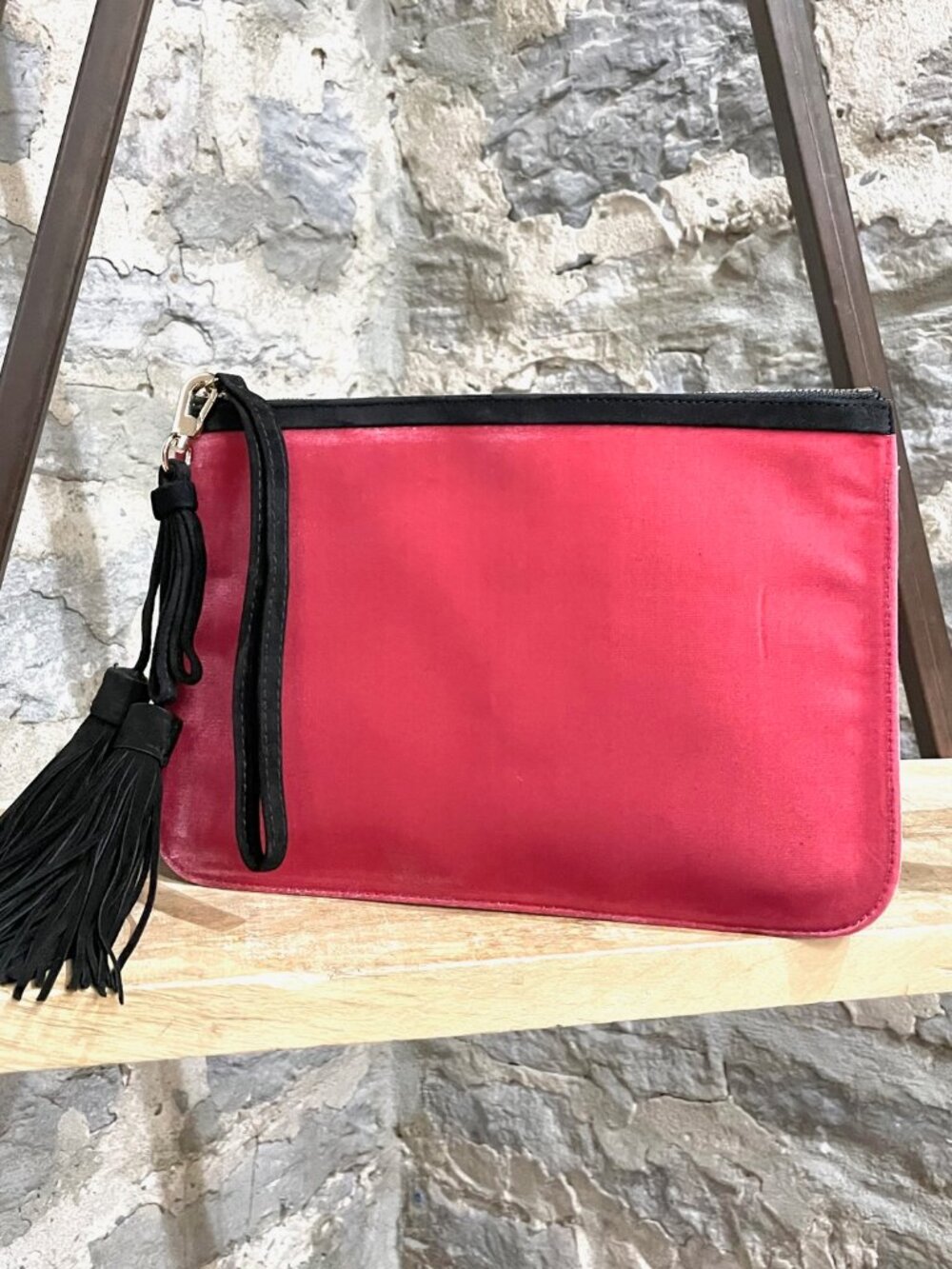 Pierre Hardy Pink Velvet Tassel Wristlet Clutch